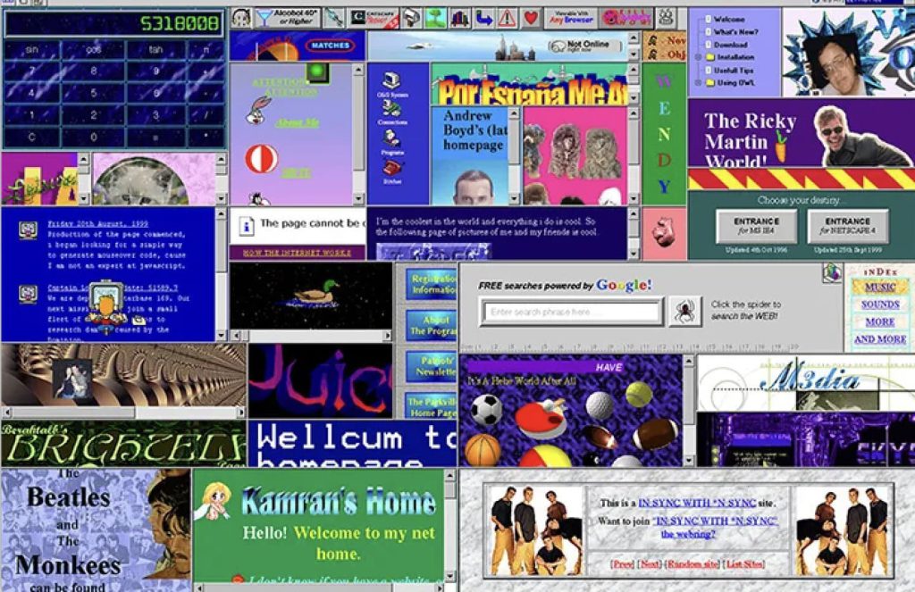 A selection of different Geocities Landing Pages